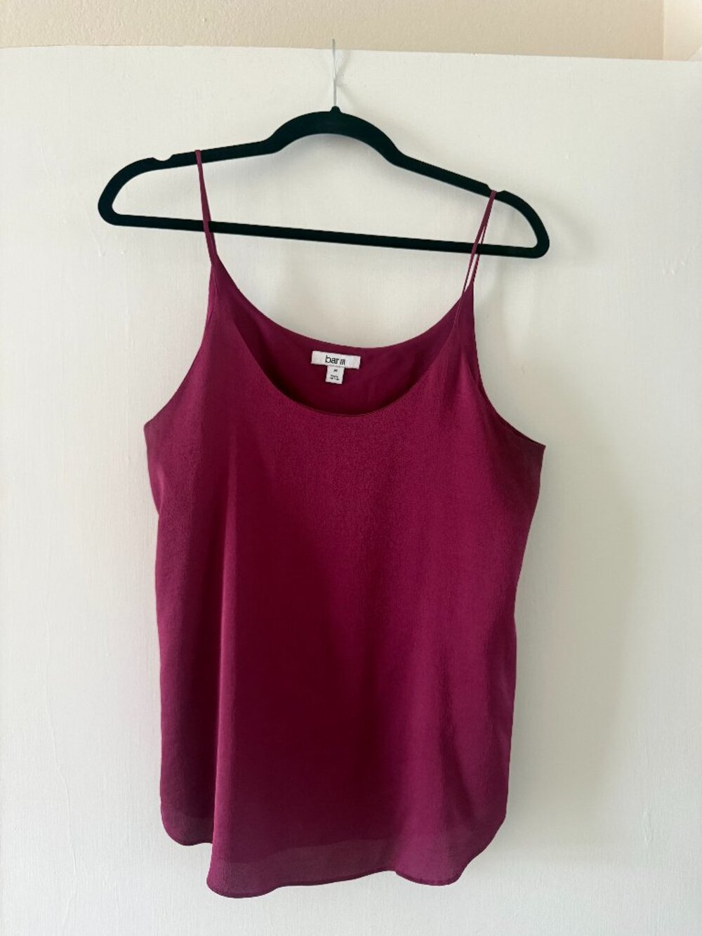 Bar III Burgundy Satin Camisole – Size M (Flowy Layering Tank)